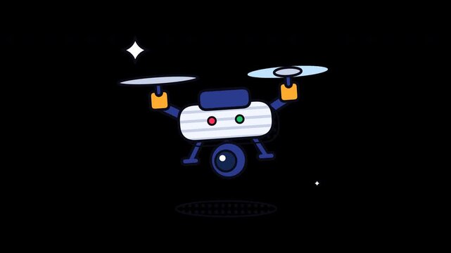 Drone Quadcopter Aerial Camera Sticker Animated Icon Alpha Loop