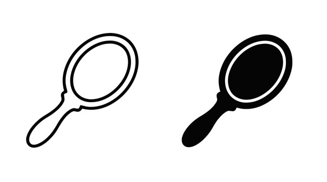 Vector illustration of handheld mirror icon set on a transparent background