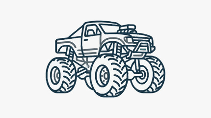 Off Road Monster Truck Sketch with Bold Tires for Adventure and Racing Themes © abu