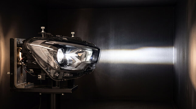 Automotive headlamp beam photometry testing in optical tunnel