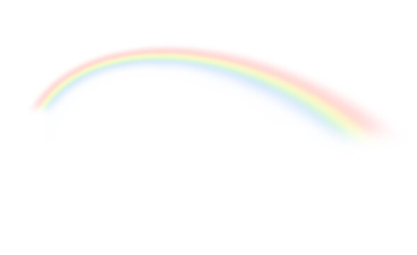 Tilted Rainbow Arc Soft Blurred Light Trail on Transparent Background
