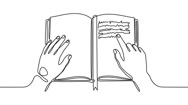 Pair of hands open on book for reading purpose
