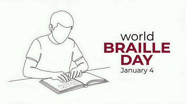 World braille day illustration with person reading a book