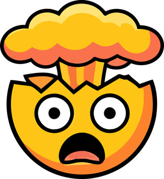 This vibrant illustration depicts a shocked and distressed emoji face experiencing a dramatic explosion above its head symbolizing overwhelming feelings or a