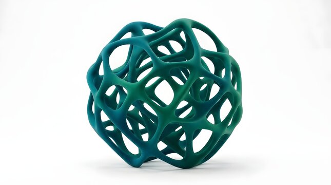 Abstract 3d organic lattice structure isolated on white background