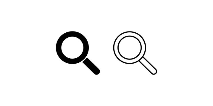 Magnifying glass icons isolated on transparent background for search functions.
