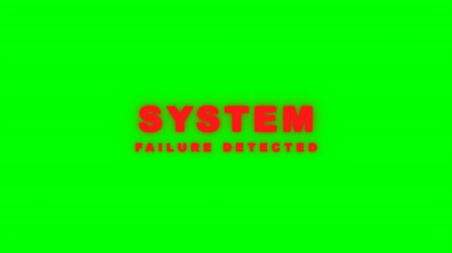 Bold red and grey text showing a critical error notification on a vibrant chroma key green background. Ideal for technology error scenes and cybersecurity video projects.