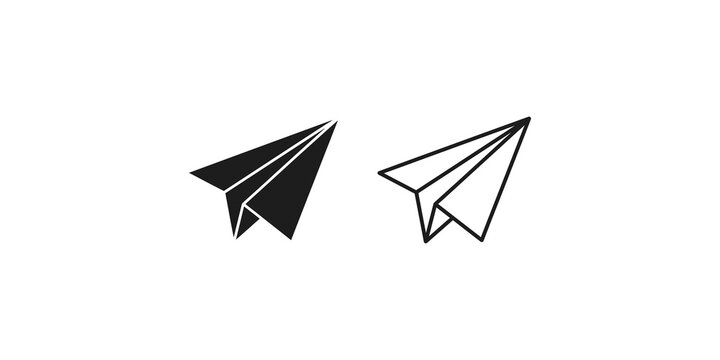 Paper plane flight icons represent sending message and fast delivery.