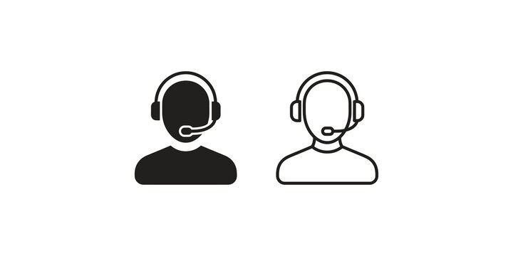 Customer support agent icons with headset for communication service contact.