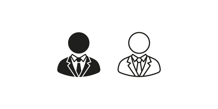 Business people vector silhouettes solid and outline styles for user portal.