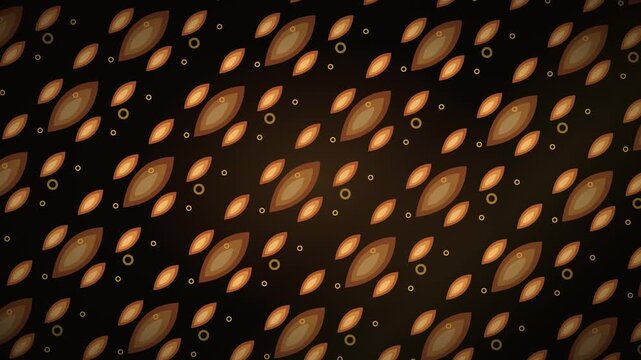 Batik parang leaf pattern flowing in warm amber light on dark background