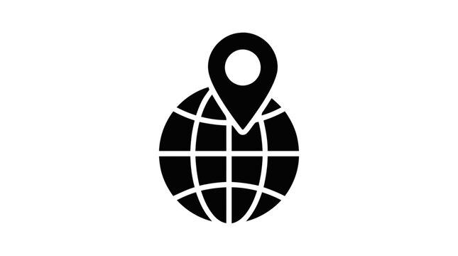Vector illustration of global location pin icon on a transparent background