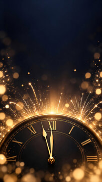 clock in the night background copy space