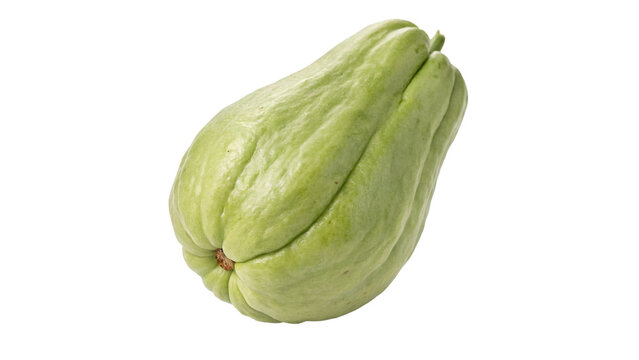 Fresh raw green chayote squash vegetable culinary cooking restaurant ingredient, isolated on transparent background.