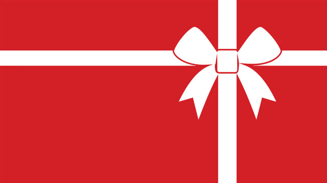 Elegant Red Gift Box Background with a White Ribbon and Bow Vector Illustration, Perfect for Christmas, Valentine's Day, Birthdays, and Holiday Celebration Card Designs.