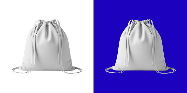 Blank white drawstring backpack bag mockup for branding and design presentation
