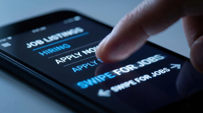 Job Listing Hiring Apply Swipe Phone Screen Finger Workforce Gig