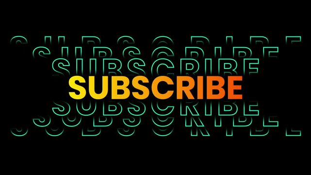Gradient subscribe title with kinetic text dynamic headline animation featuring colorful typography