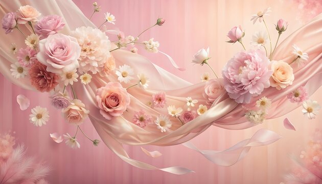 Soft Pink Floral Arrangement with Elegant Ribbons
