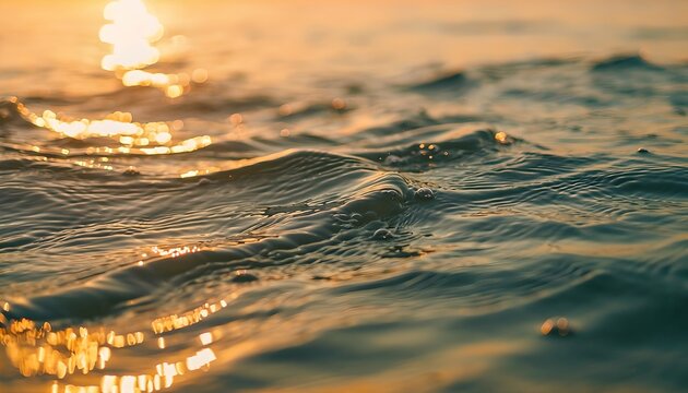 Golden Sunset Ocean Surface with Gentle Waves