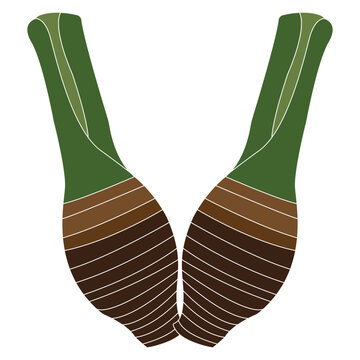 Minimalist vector illustration of a fresh taro corm with a green stem