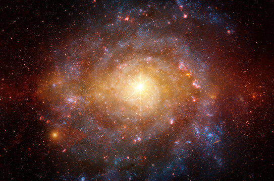 Space scene with stars in the galaxy. Panorama. Universe red filled with stars, nebula and galaxy,. Elements of this image furnished by NASA
