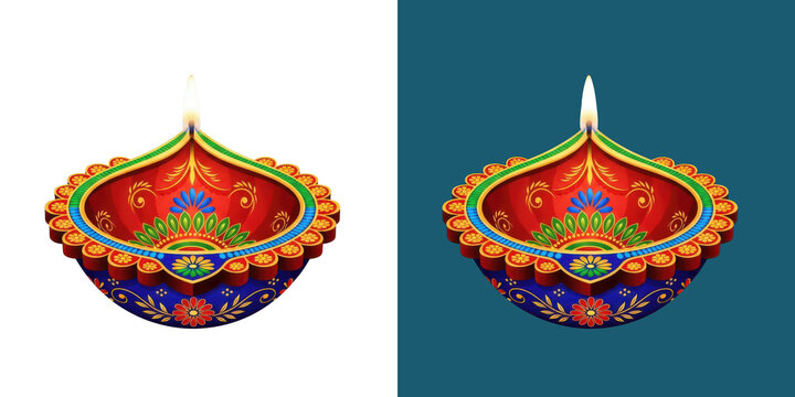 Decorative Diwali oil lamp with a glowing flame for religious festivals