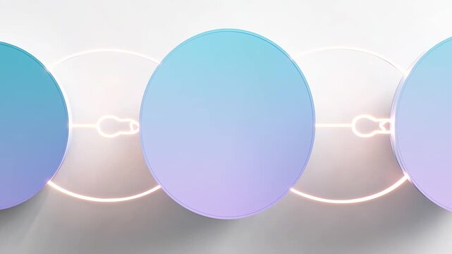 Circular shapes progression with subtle light shifts and soft shadows on a clean backdrop