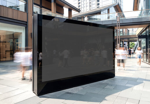 Large horizontal billboard in commercial area Mockup. Generative ai