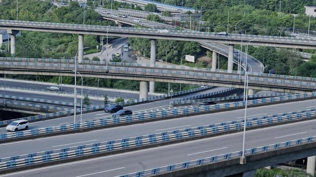 highway junction in chongqing with data and surveillance tracking graphics 