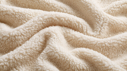 Soft white sherpa fleece fabric texture background for winter and design © Екатерина Чумаченко