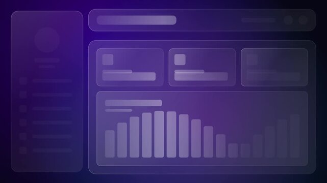 Abstract UI Loading Animation with Bar Graph and Data in Purple and Blue Hues