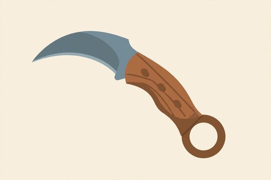 Kerambit Traditional Curved Blade of Minangkabau, Indonesia - Flat Vector Illustration