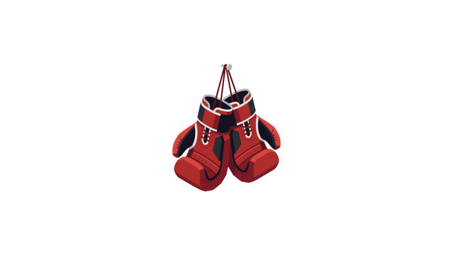 ed boxing gloves hanging on nail vector illustration isolated on white background