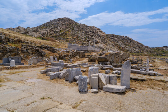 Archaeological ruins at Delos, Greece