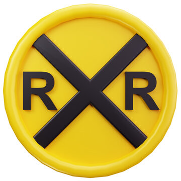Railroad Crossing Circular RXR Sign 3D Illustrations