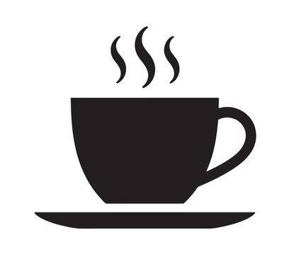 coffee hot cup and saucer steam icon silhouette vector graphic