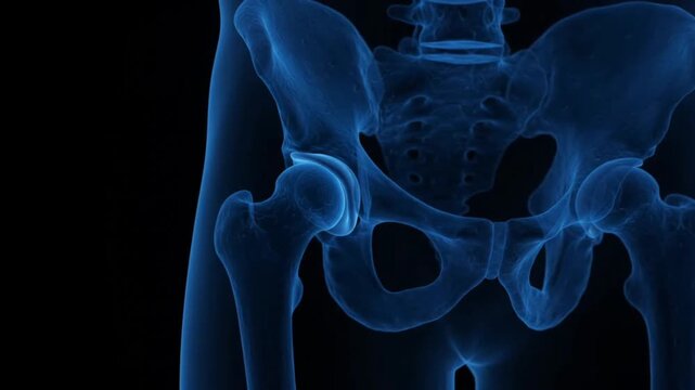 3D medical animation of hip joint inflammation and pain