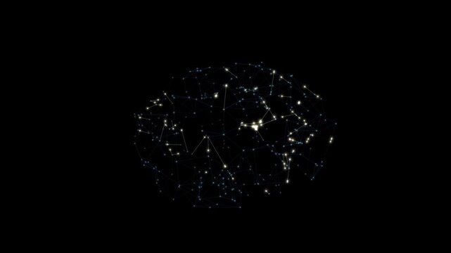 3D Neuron Plexus brain signal pulses animation HD 4K