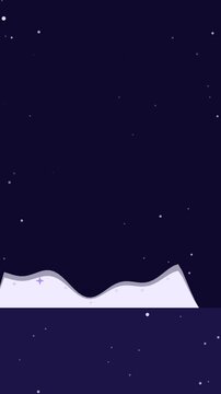 Seamless 4K looping vertical winter holiday animation: snow drift bottom edge rising. Flat vector shapes in deep blue on a dark background with generous copy space for your own greeting or title. Vert