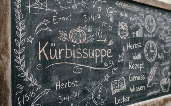 K&uuml;rbissuppe Schultafel Rezept Herbst Genuss Wissen Lecker Schulstart