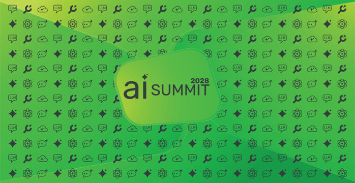 AI Summit 2028 Vector Banner Design Technology Conference Event Announcement LLM Machine Learning Icons Pattern Horizontal Modern Illustration Template