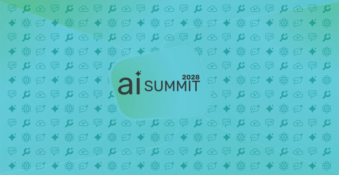 AI Summit 2028 Vector Banner Design Technology Conference Event Announcement LLM Machine Learning Icons Pattern Horizontal Modern Illustration Template