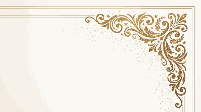 Gold Glitter Certificate Corner Flourish, Formal Subtle Dust Border for Diploma and Appreciation Award
