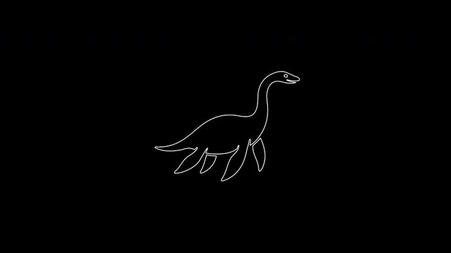Self drawing plesiosaur dinosaur line art animation