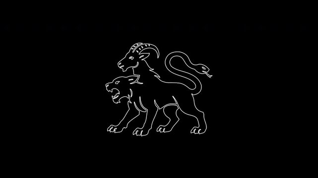 Mythological chimera monster self drawing animation