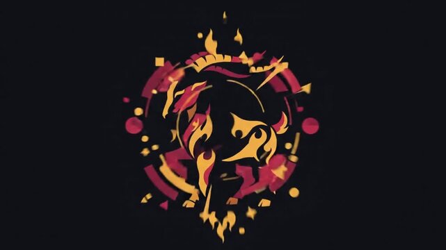 Abstract Futuristic Circular Design with Goat Symbol.