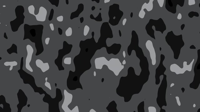 Abstract monochrome camouflage pattern moving and shifting continuously