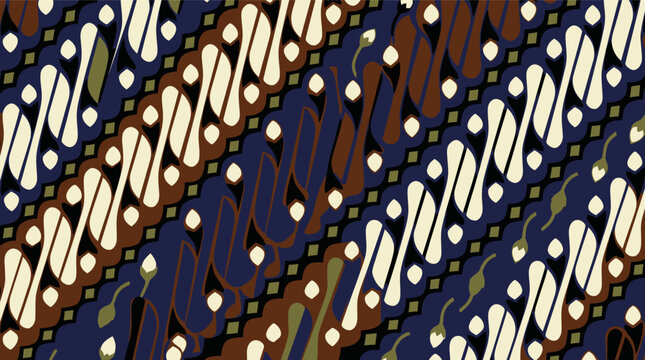 Traditional indonesian parang batik pattern with ethnic ornaments