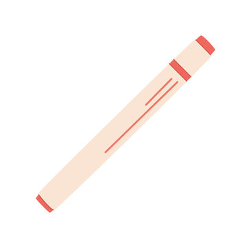 Cartoon marker icon in flat art style. Simple pen tool as soft school stationery and education supply. Minimal childish object for art craft class, cute draw element on white background